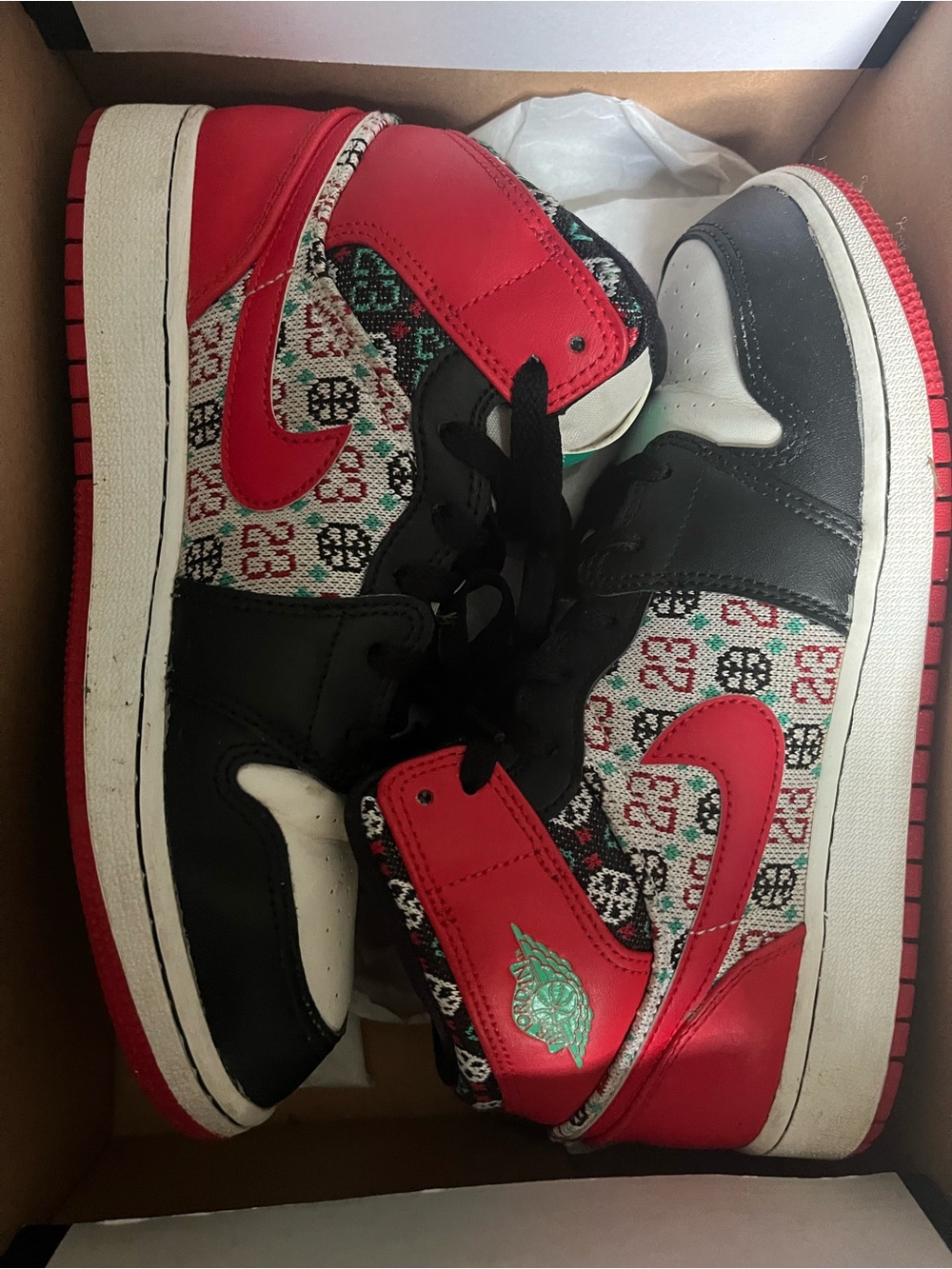 Jordan Kids Red, Black&White High-Top Sneakers Patterned Panels Limited Edition